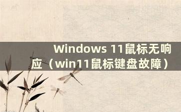 Windows 11鼠标无响应（win11鼠标键盘故障）